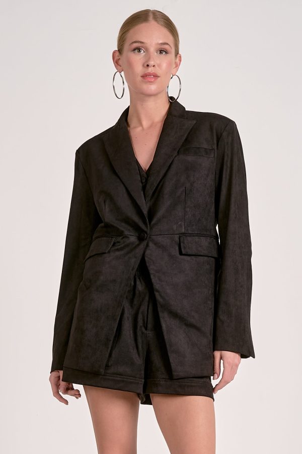 Elan Suede Blazer in Black - Image 5
