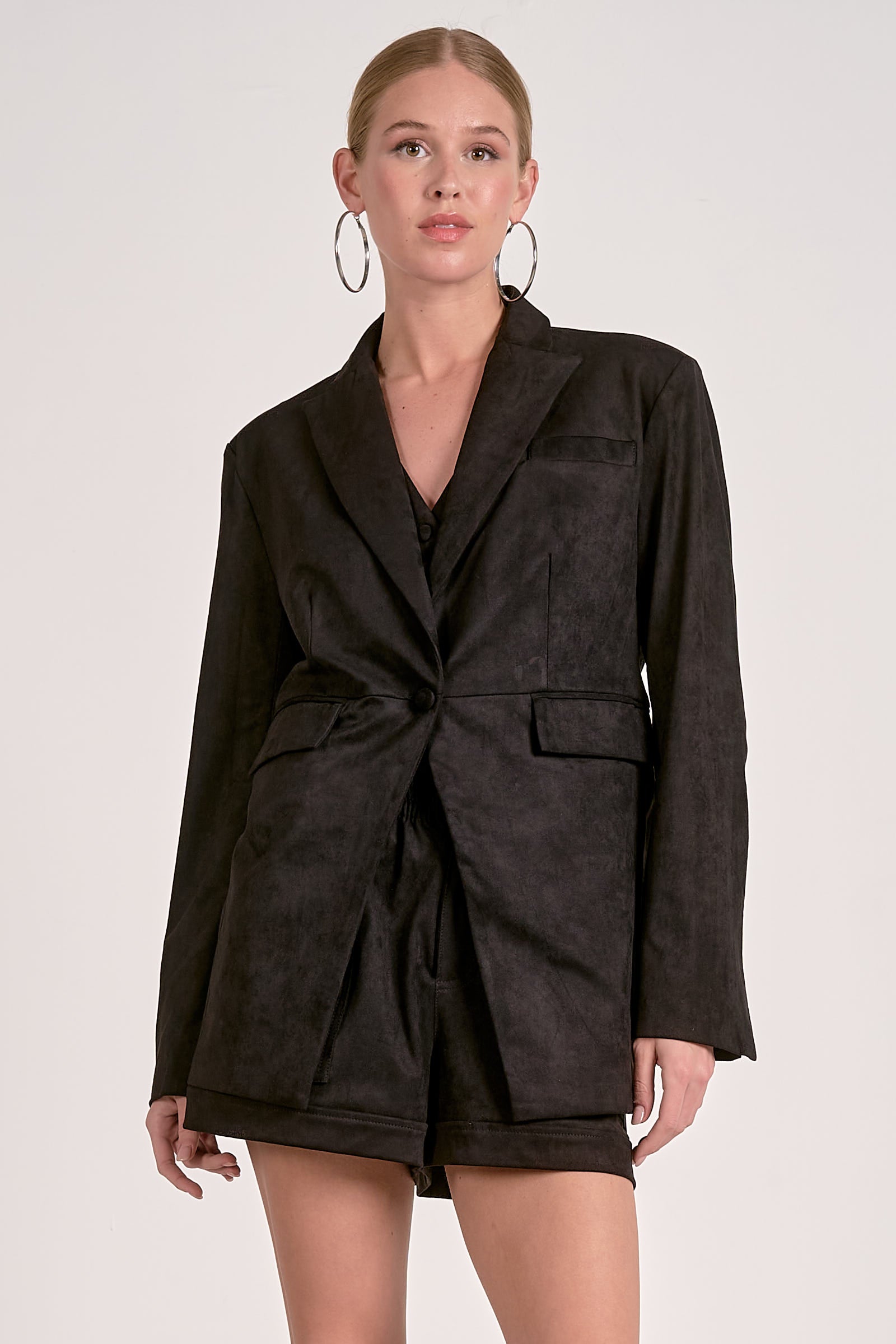 Elan Suede Blazer in Black - Image 5