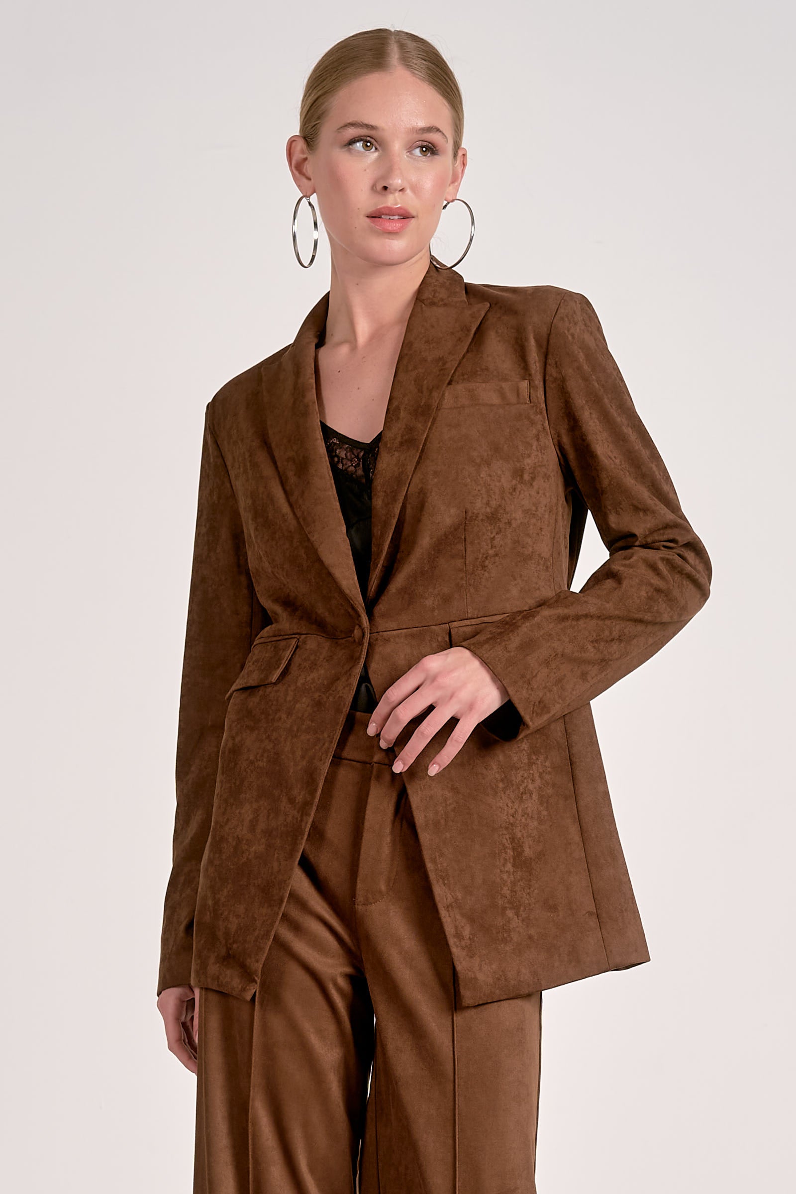 Elan Suede Blazer in Chocolate - Image 1