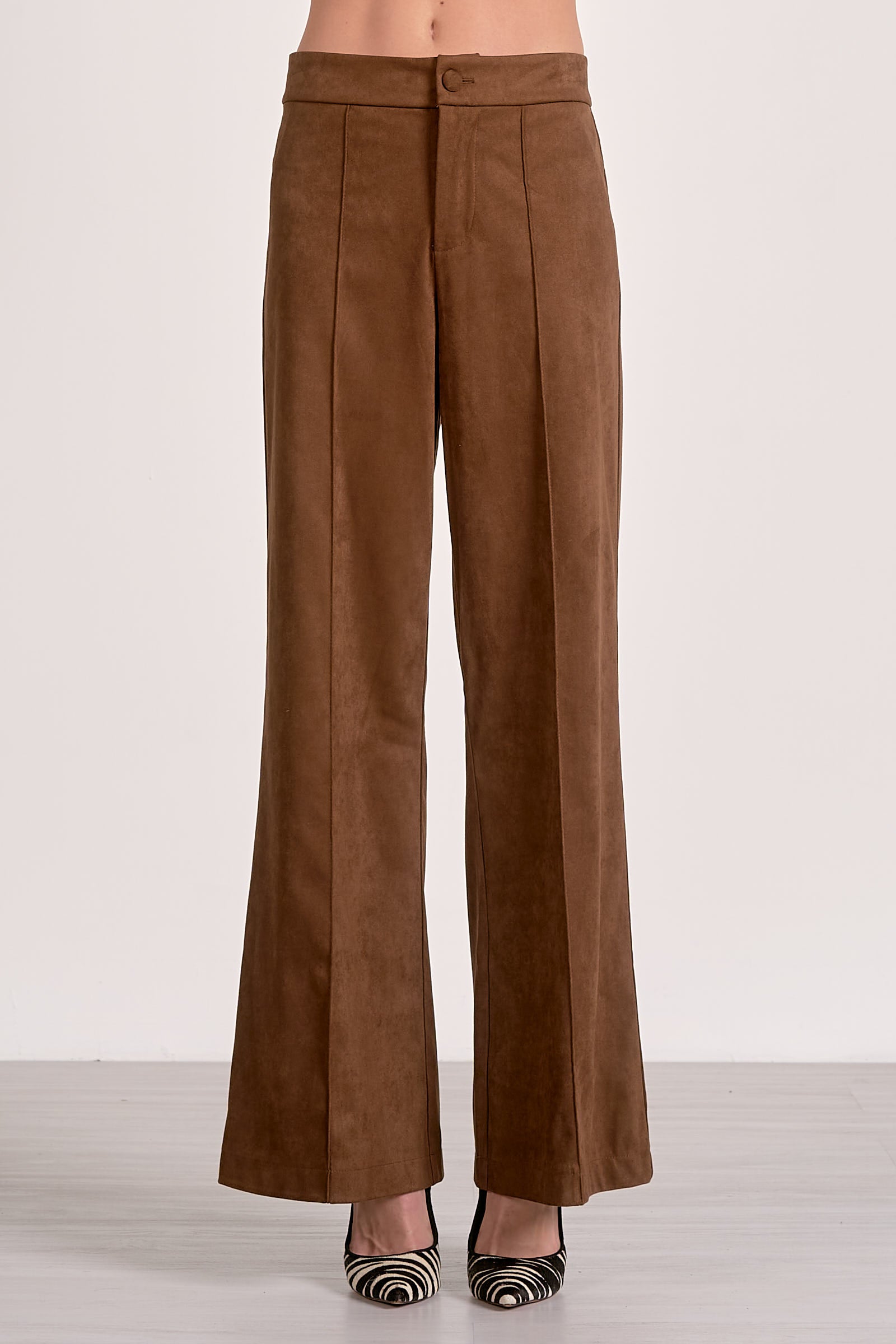 Elan Suede High Waist Pants in Chocolate - Image 2