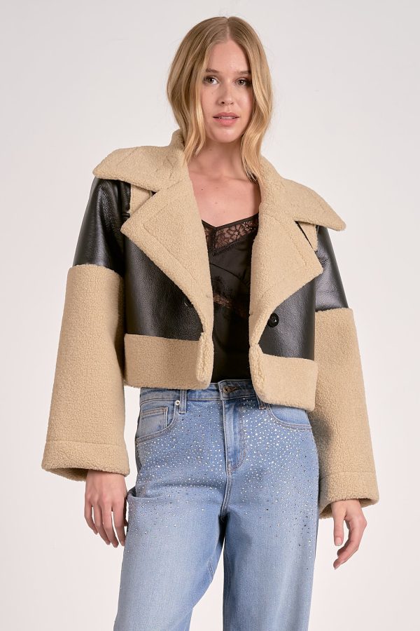 Elan Faux Leather Sherpa Jacket - Image 1