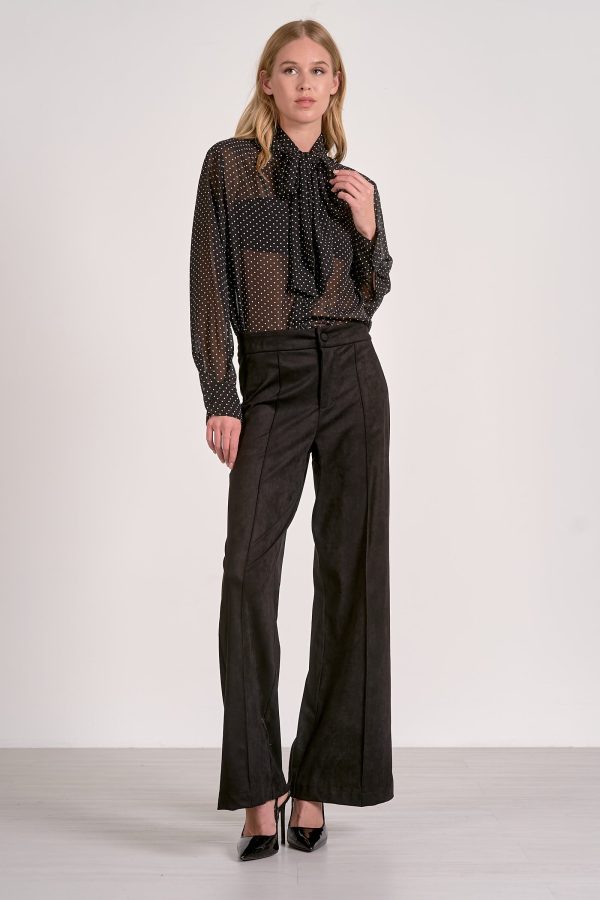 Elan Suede High Waist Pants in Black