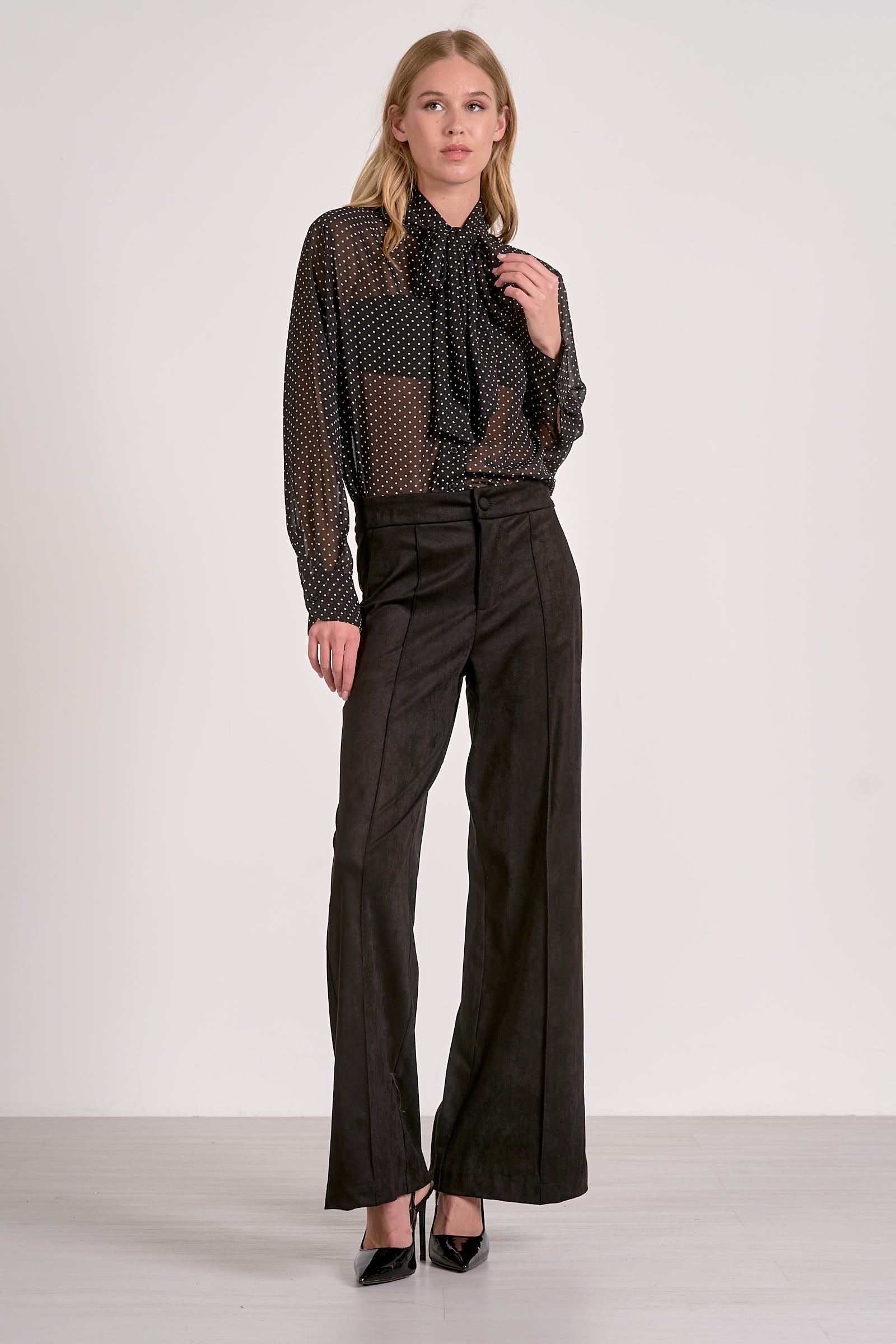 Elan Suede High Waist Pants in Black - Image 1
