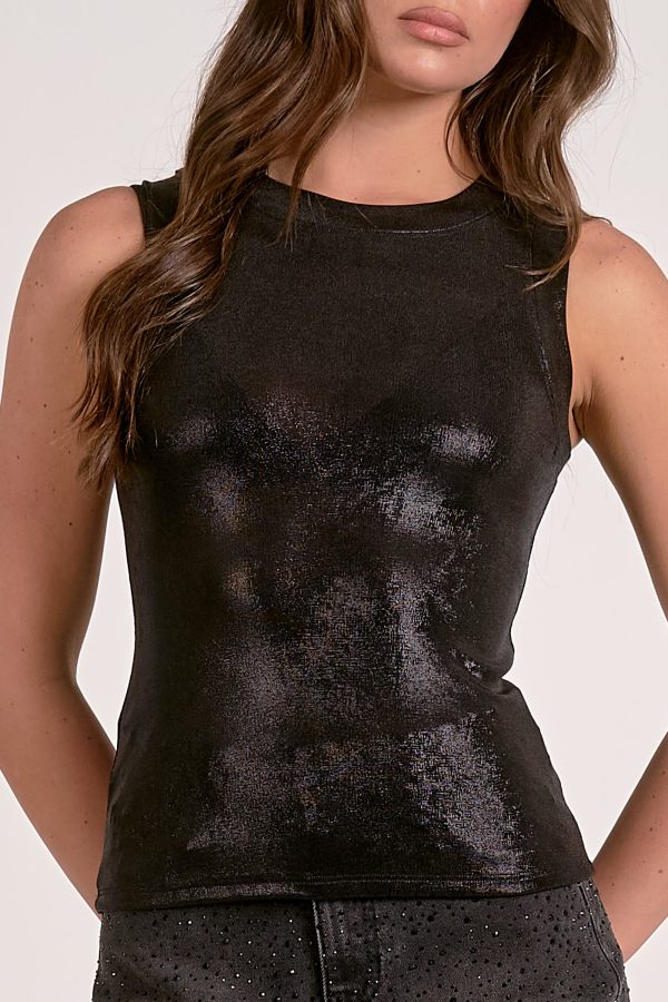 Elan Glitter Tank Top in Black - Image 3