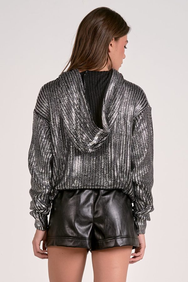 Elan Metallic Threaded Hoodie in Silver - Image 4