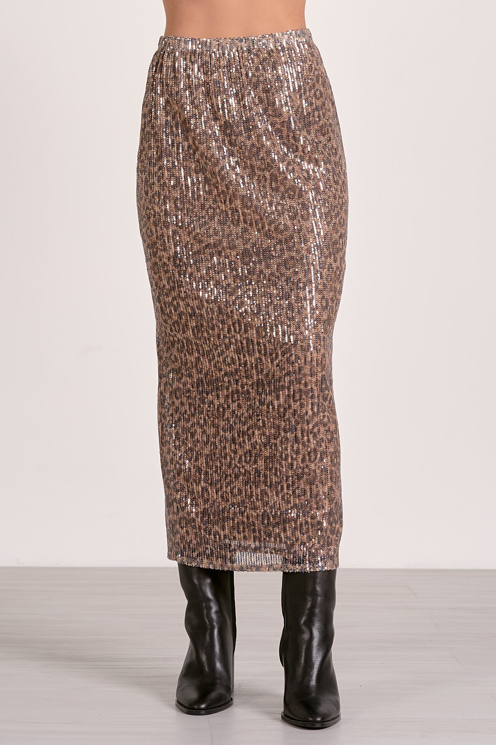 Elan Maxi Sequin Skirt in Cheetah - Image 1