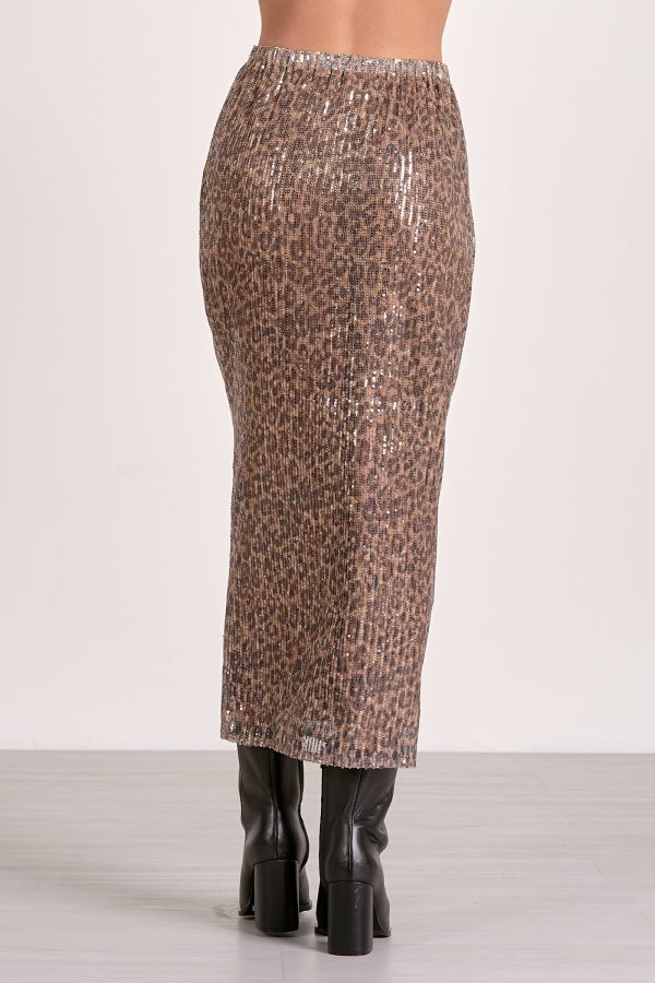 Elan Maxi Sequin Skirt in Cheetah - Image 3
