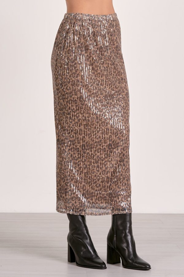 Elan Maxi Sequin Skirt in Cheetah - Image 2