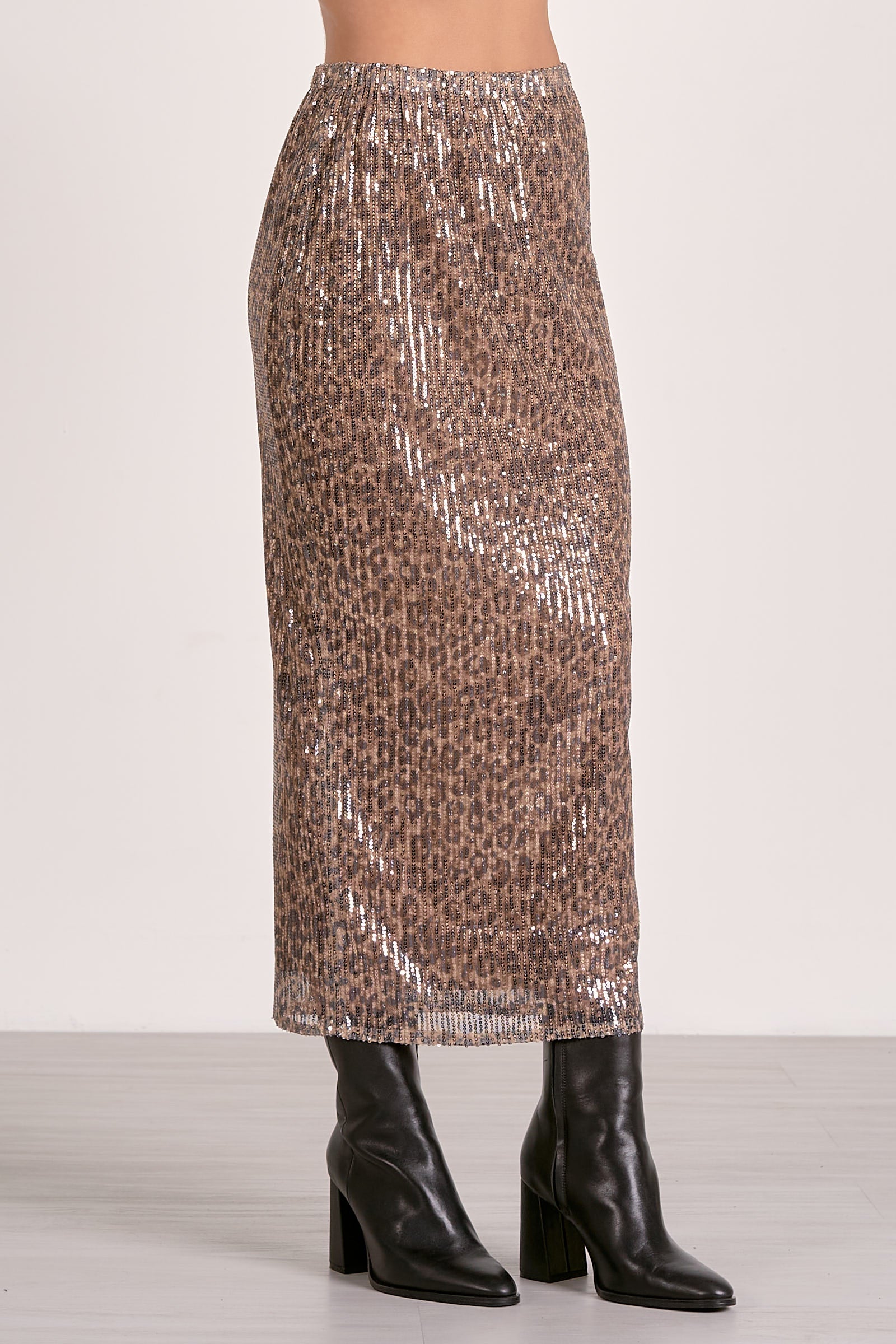 Elan Maxi Sequin Skirt in Cheetah - Image 2