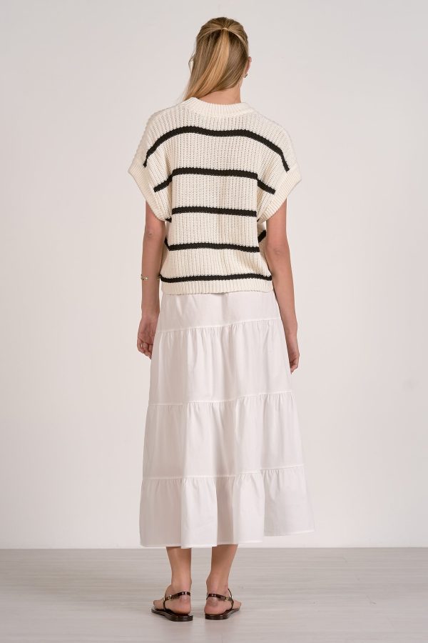 Elan Opal Sweater Dress in Black White Stripe - Image 4