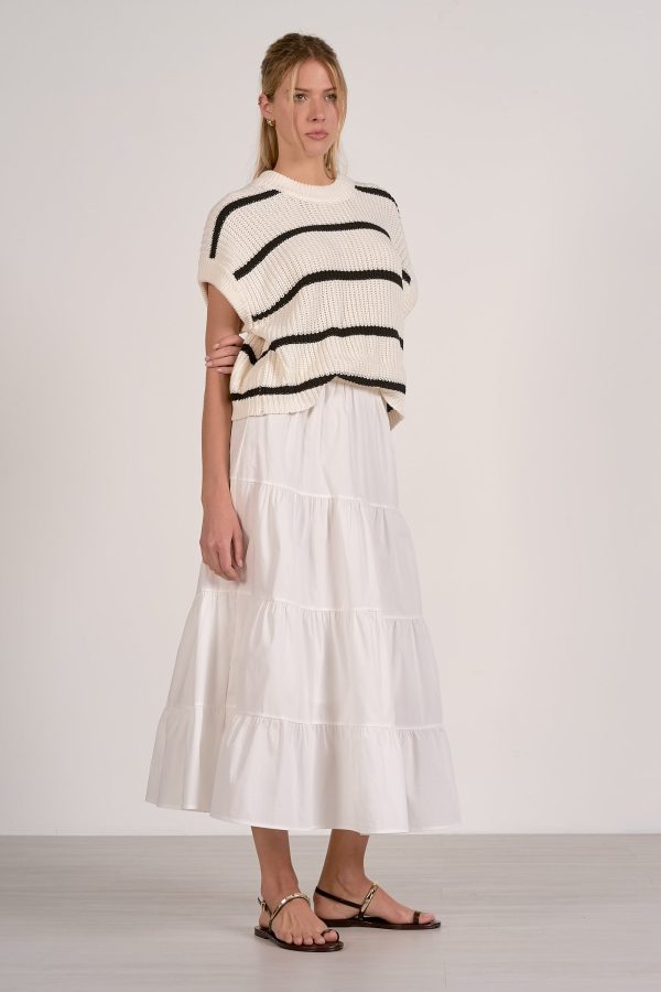 Elan Opal Sweater Dress in Black White Stripe - Image 2
