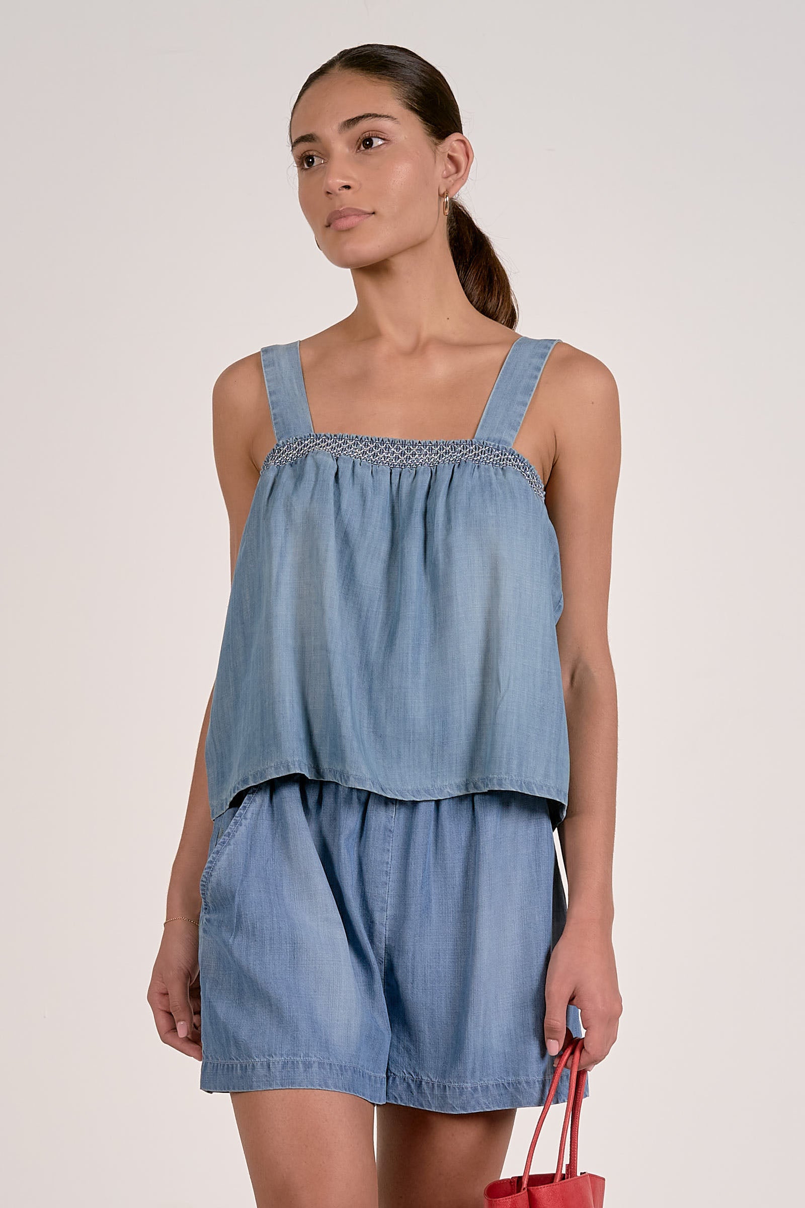 Elan Denim Elastic Waistband Shorts - Image 2