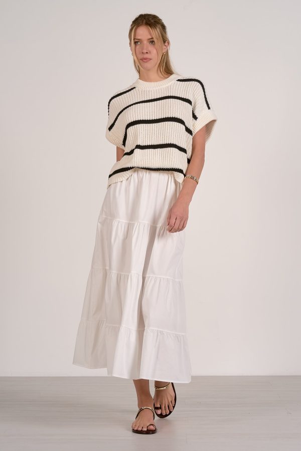 Elan Opal Sweater Dress in Black White Stripe