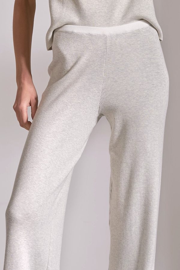 Elan Ribbed Knit Lounge Pants in Grey White - Image 6