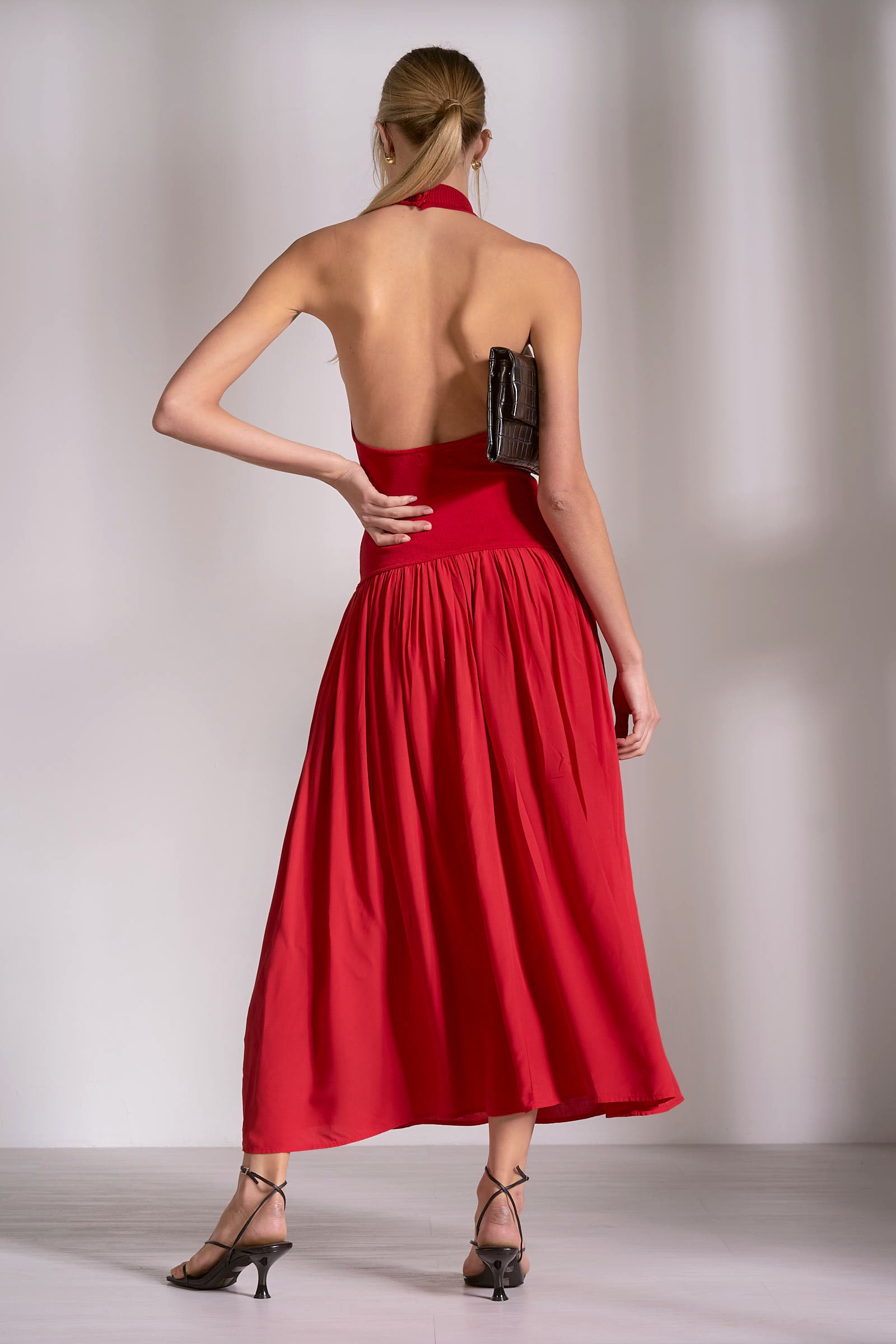 Elan Mixed Media Maxi Halter Dress - Image 5