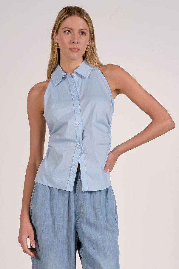 Elan Sleeveless Button Down Top
