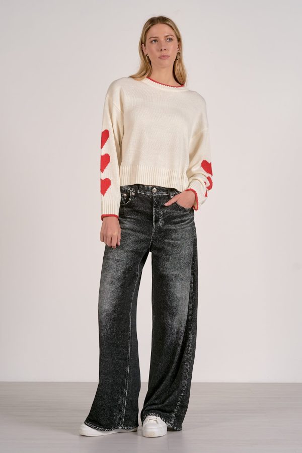 Elan Crewneck Heart Sleeve Sweater - Image 2