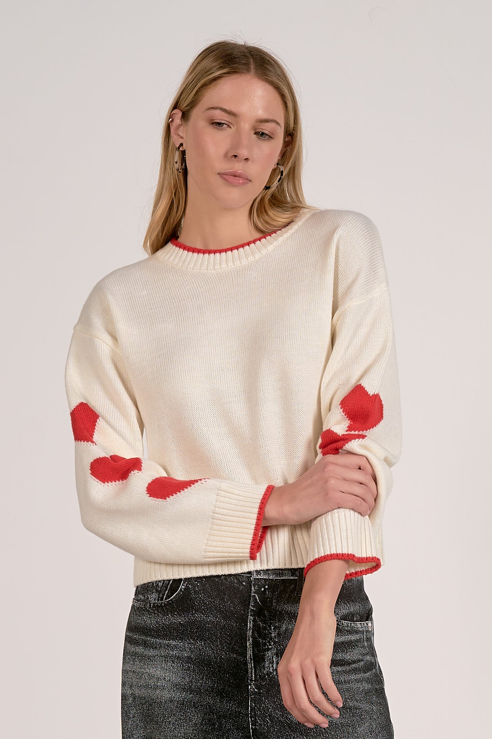 Elan Crewneck Heart Sleeve Sweater - Image 3