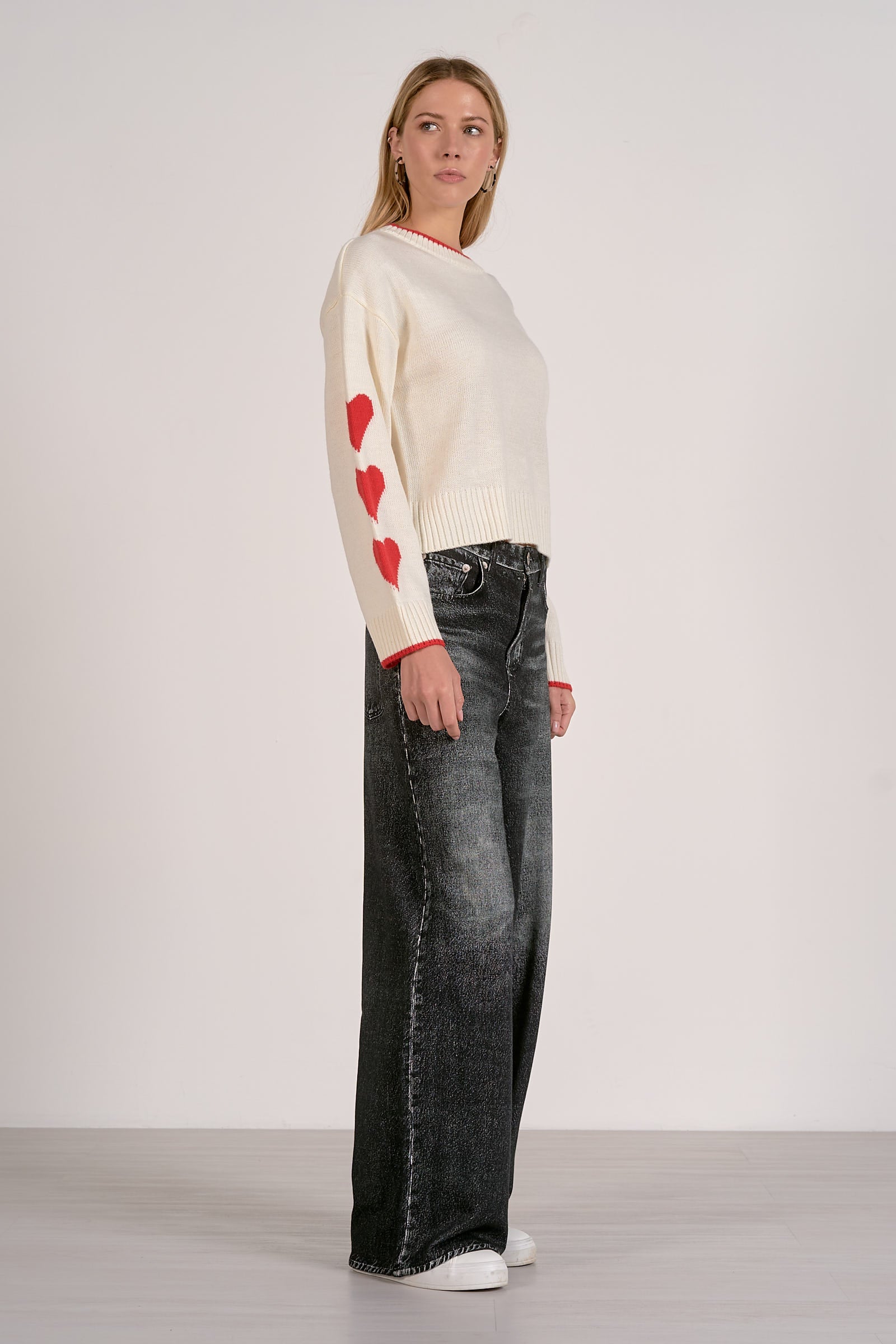 Elan Crewneck Heart Sleeve Sweater - Image 4