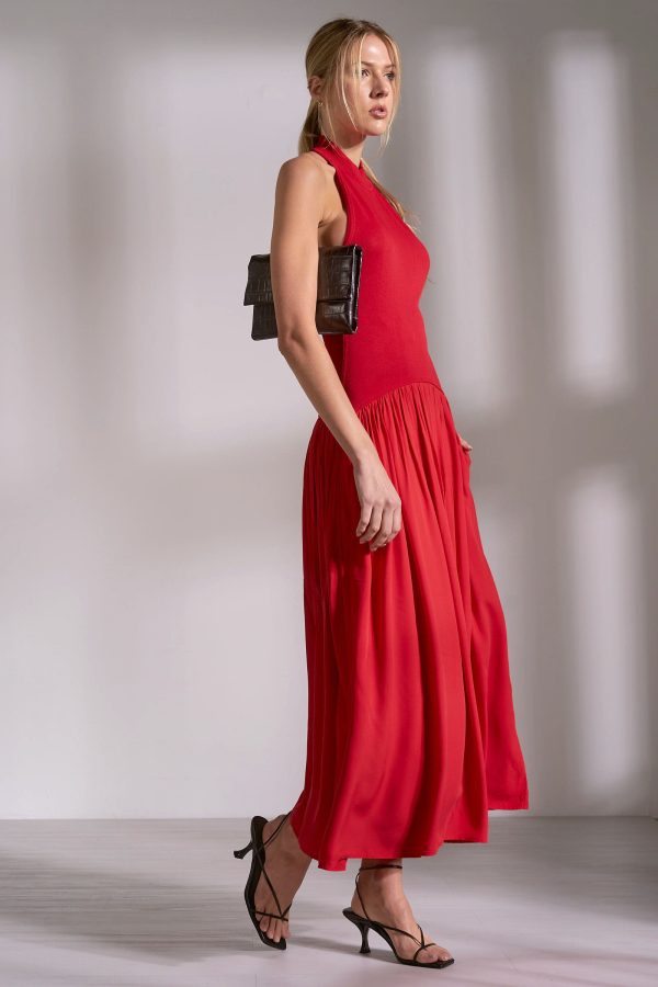 Elan Mixed Media Maxi Halter Dress - Image 6
