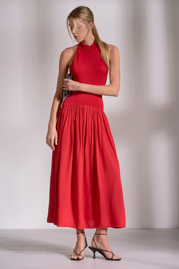 Elan Mixed Media Maxi Halter Dress - Image 7
