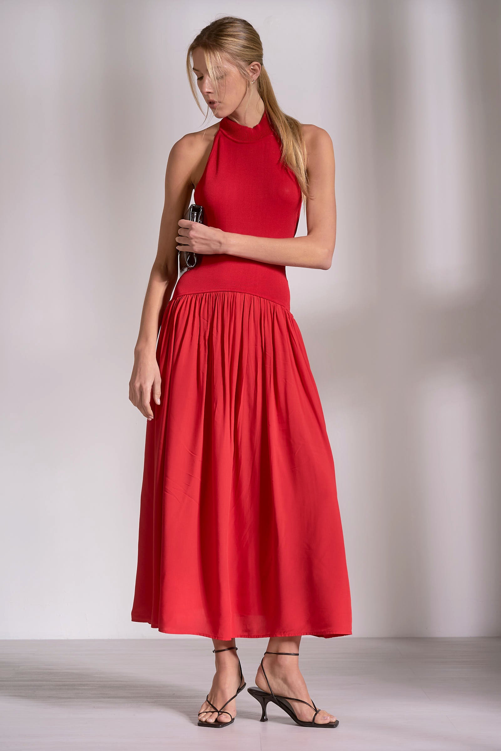Elan Mixed Media Maxi Halter Dress - Image 7