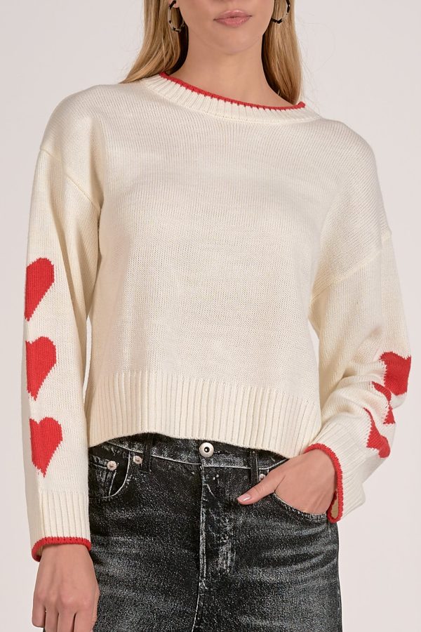 Elan Crewneck Heart Sleeve Sweater