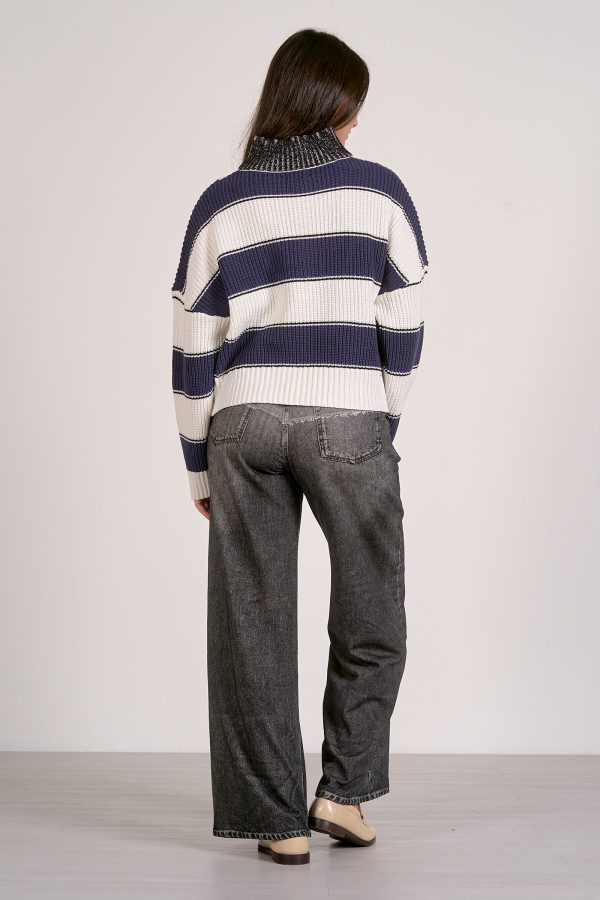Elan Nielson Stripe Zip Collar Sweater - Image 4