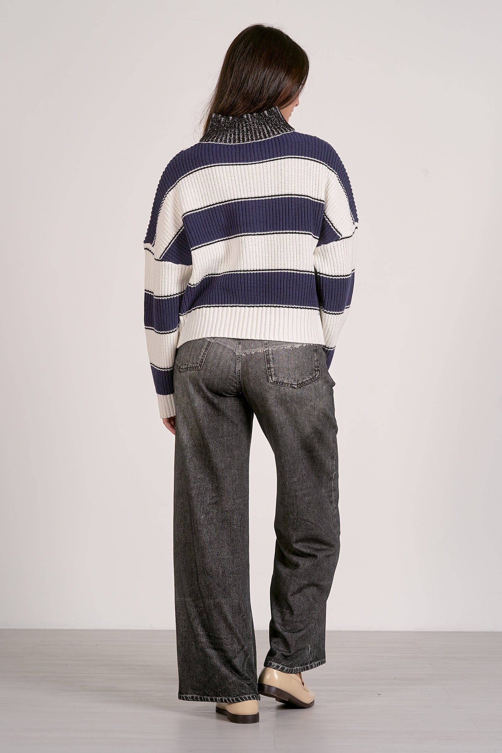 Elan Nielson Stripe Zip Collar Sweater - Image 4
