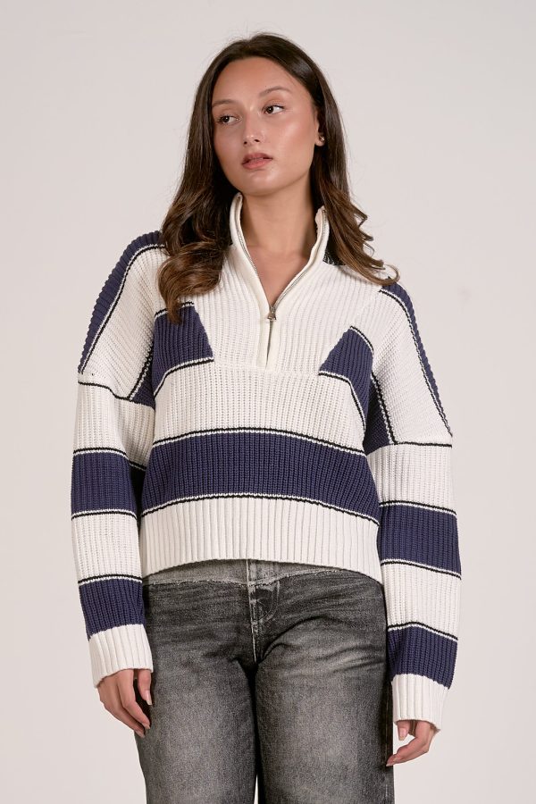 Elan Nielson Stripe Zip Collar Sweater - Image 2