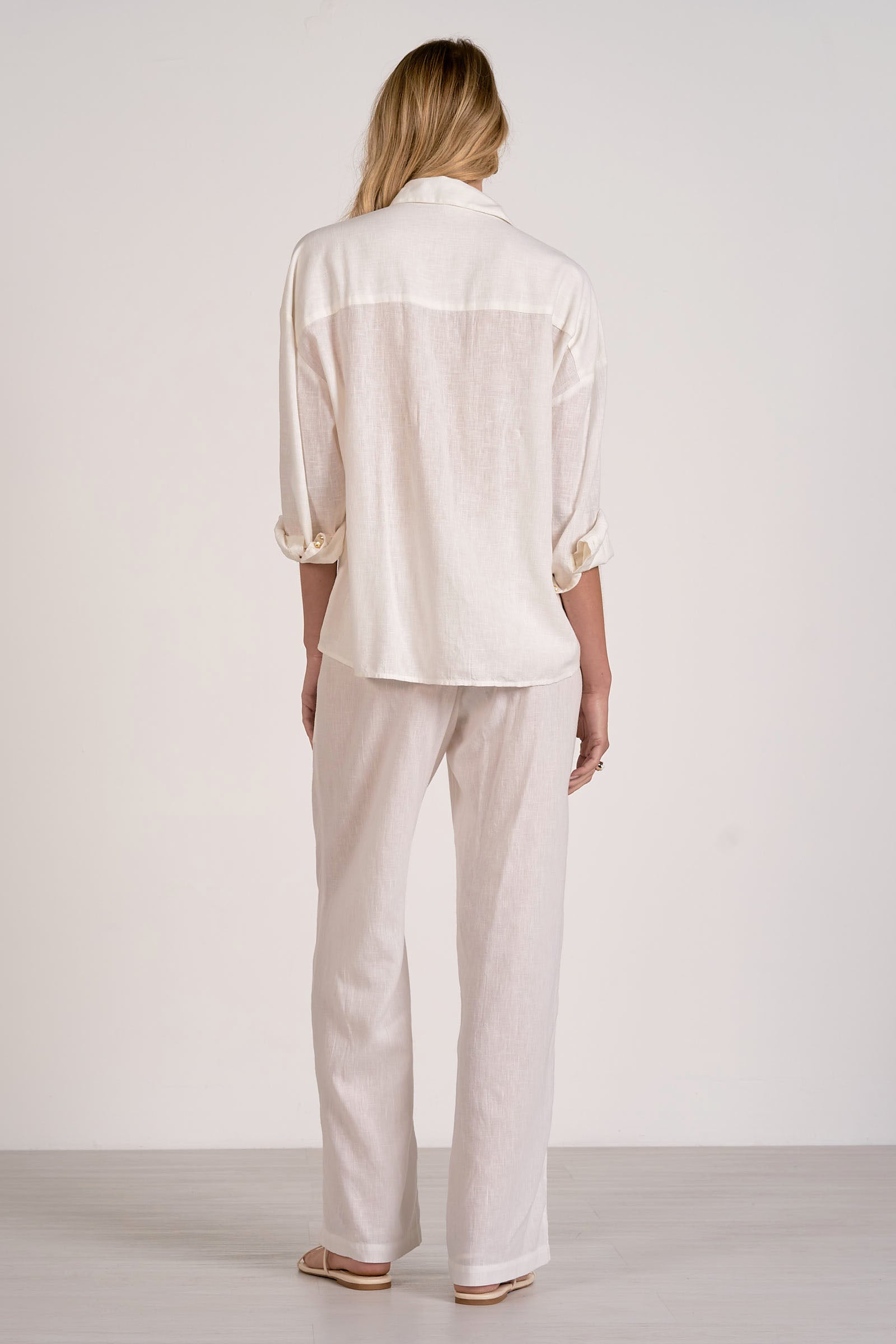 Elan Linen Long Sleeve Button-Up Top - Image 5