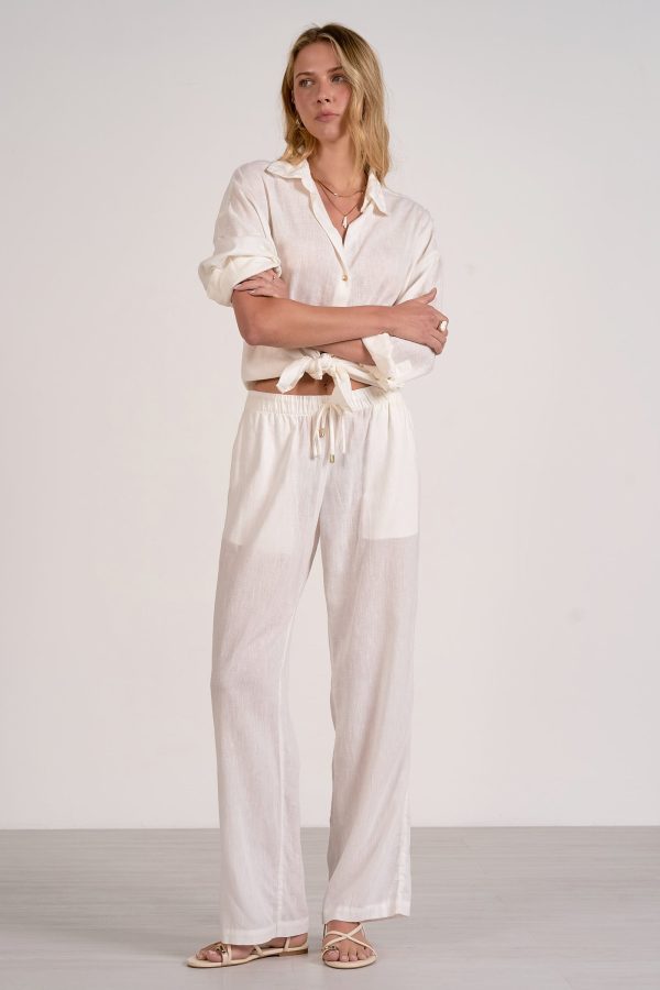 Elan Linen Long Sleeve Button-Up Top - Image 3