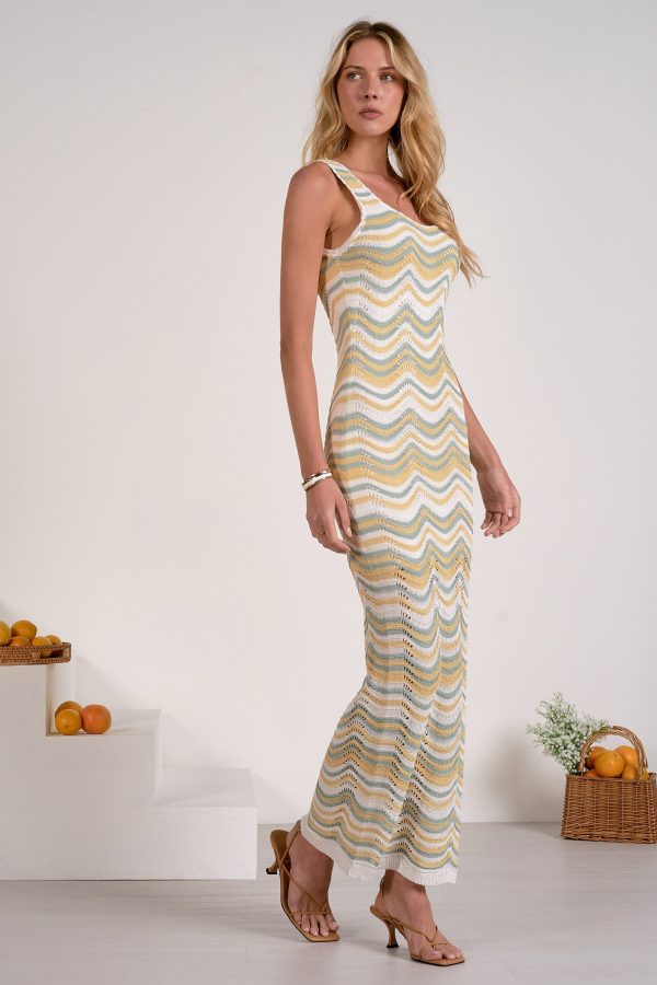 Elan Open Knit Chevron Sleeveless Maxi Dress - Image 4