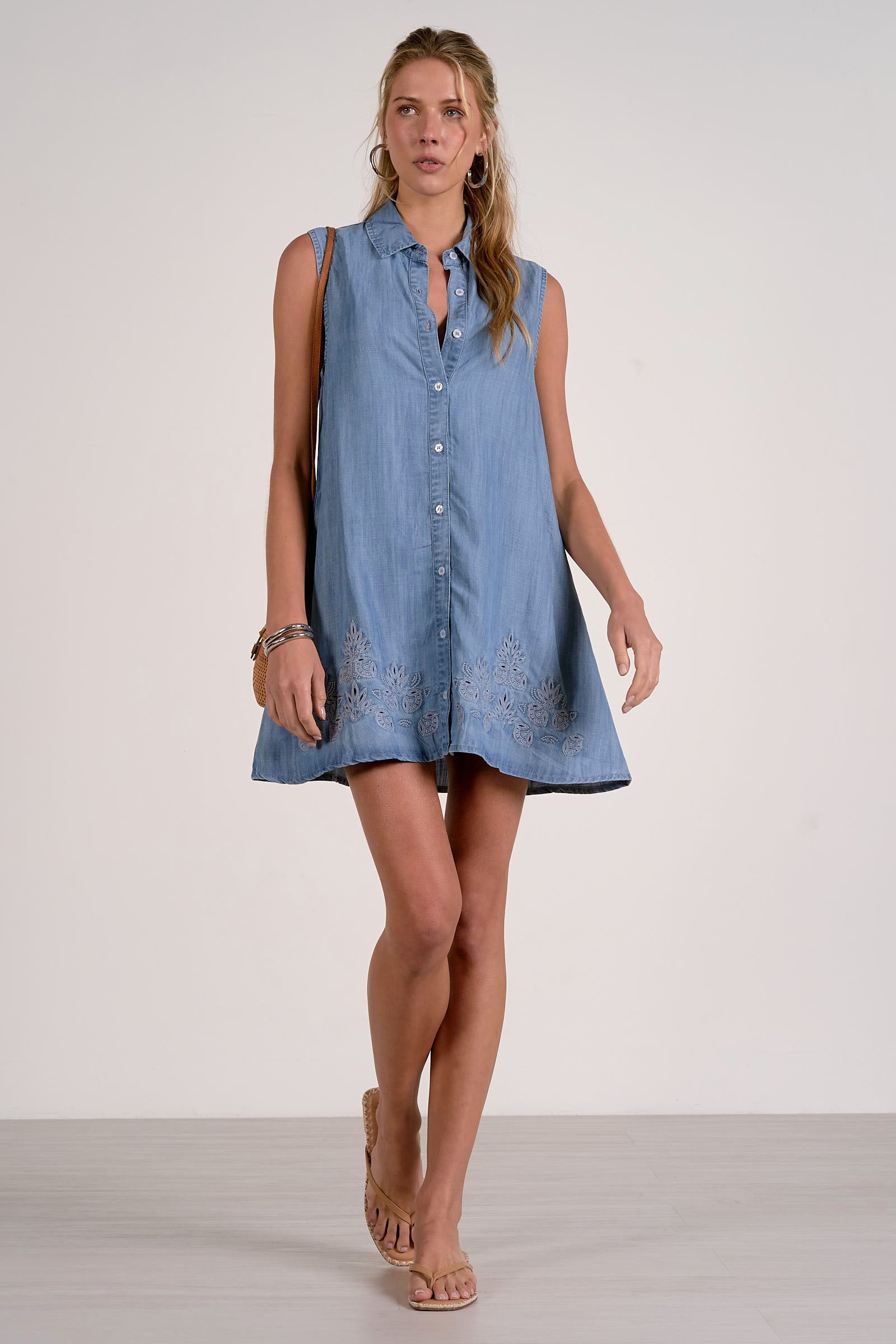 Elan Chambray Sleeveless Shirtdress - Image 2