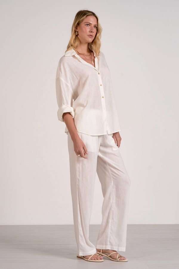Elan Linen Long Sleeve Button-Up Top - Image 4