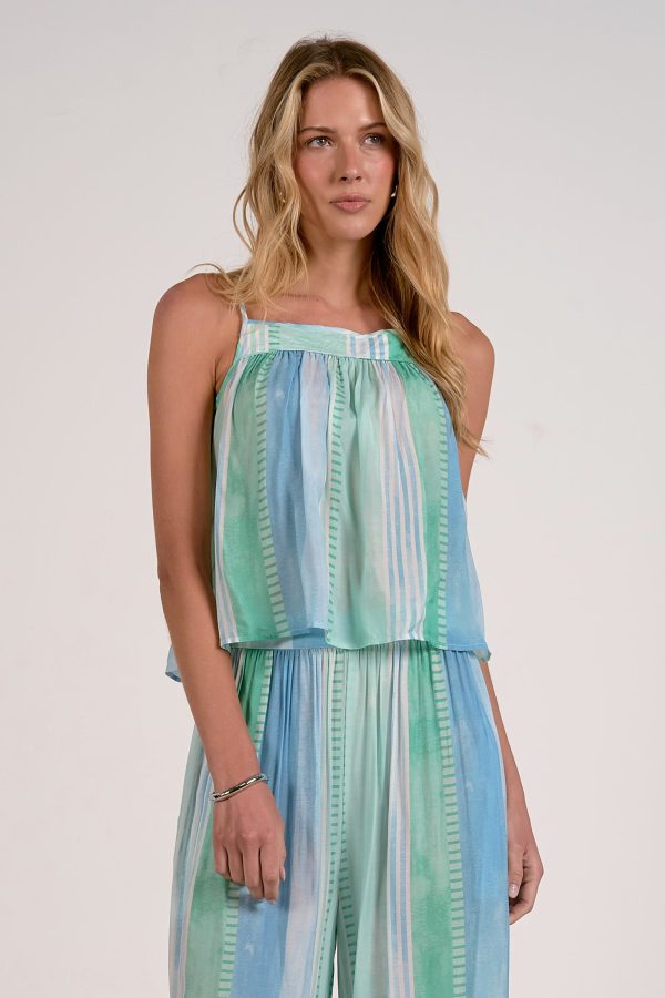 Elan Flowy Striped Tank Top