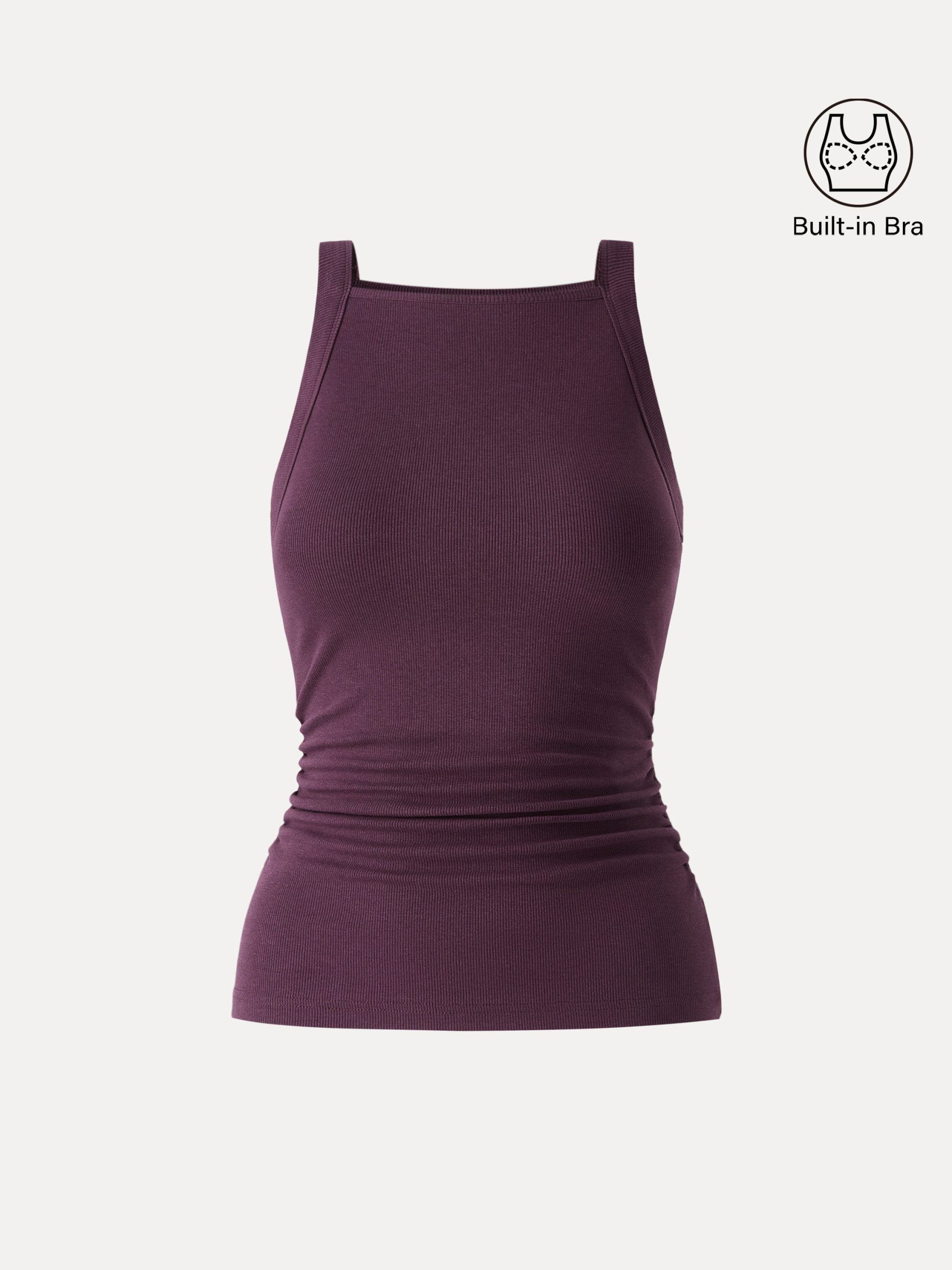 Plantive Chic Square Neck Ruched Rib Bra Tank - Image 10