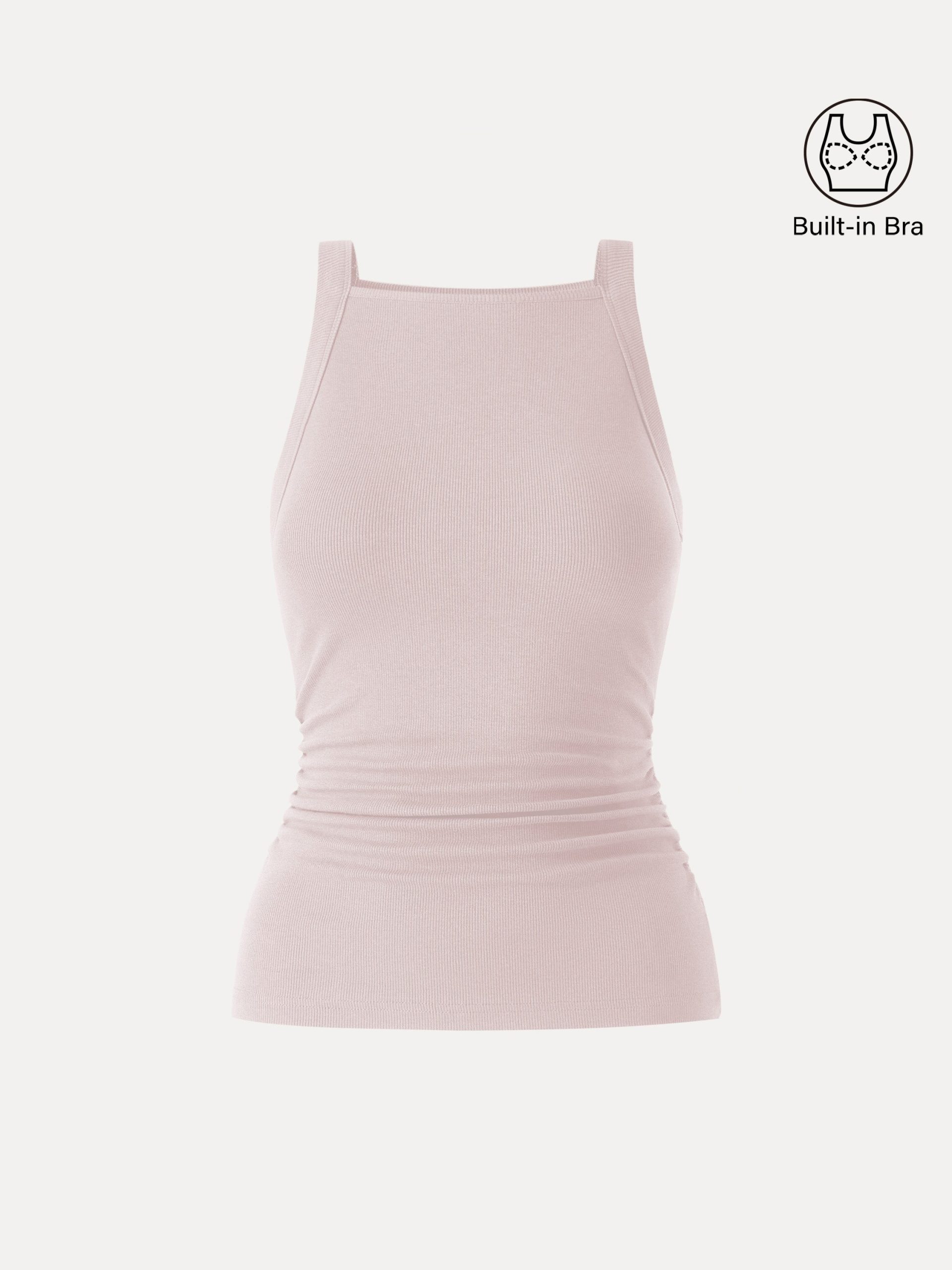 Plantive Chic Square Neck Ruched Rib Bra Tank - Image 12