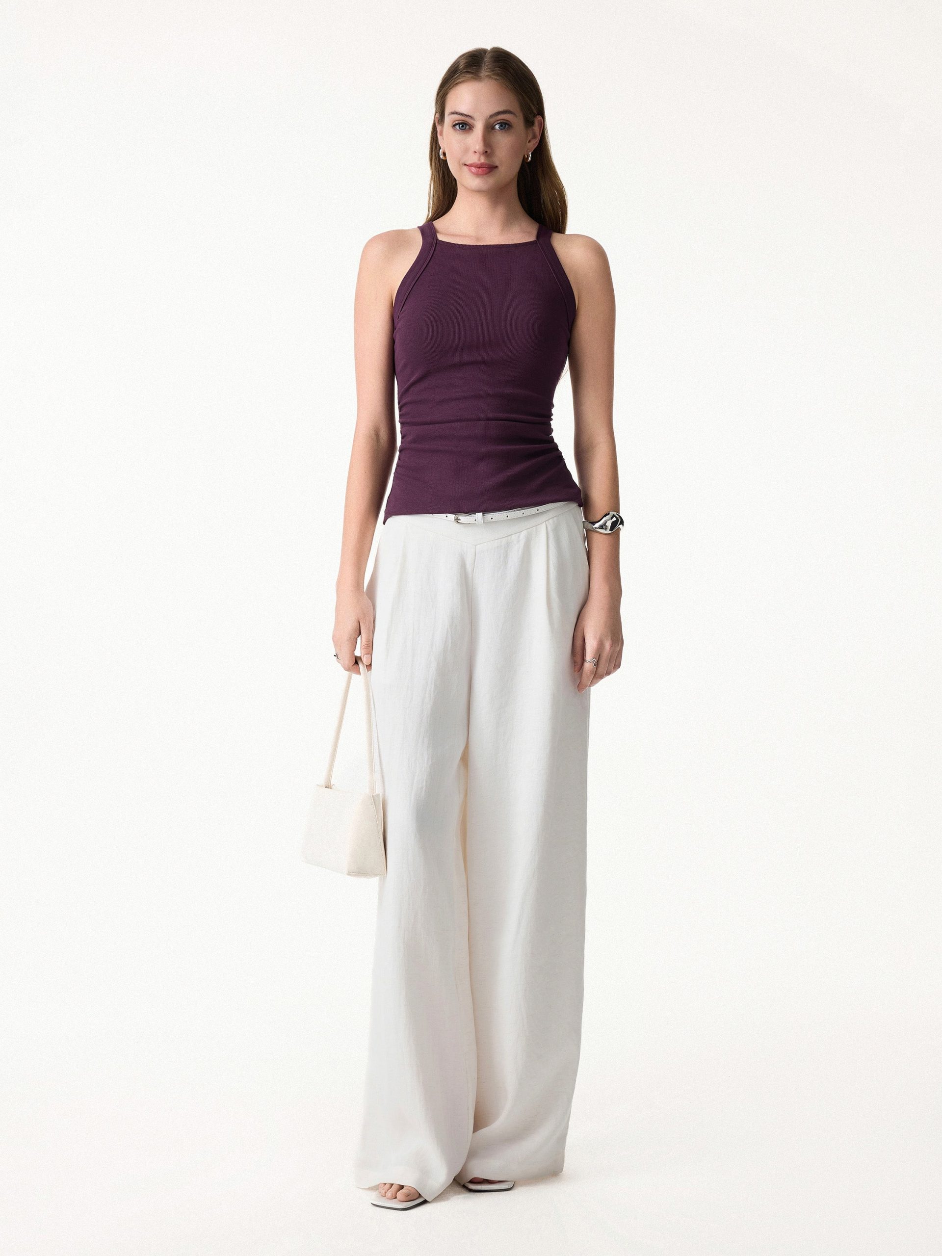 Plantive Chic Square Neck Ruched Rib Bra Tank - Image 5