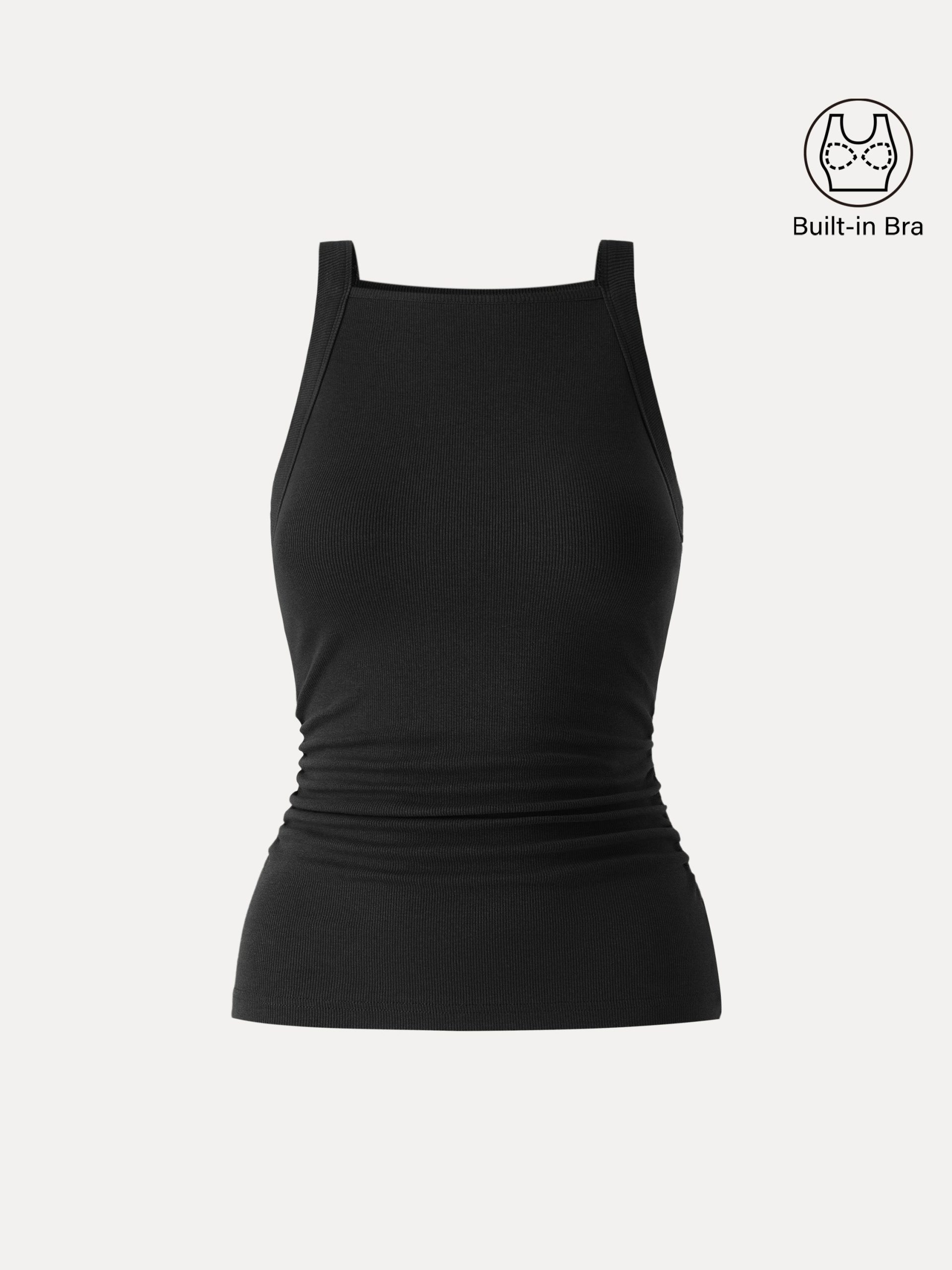 Plantive Chic Square Neck Ruched Rib Bra Tank - Image 17